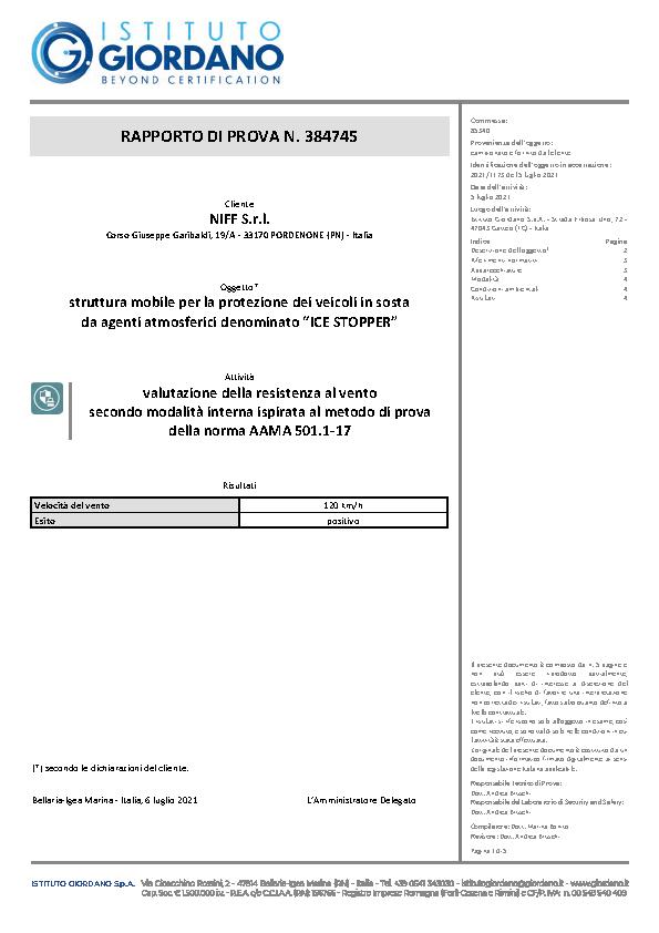 Certificazione IceStopper